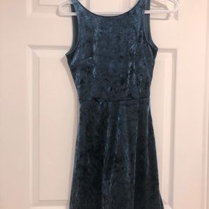 Green velvet skater dress